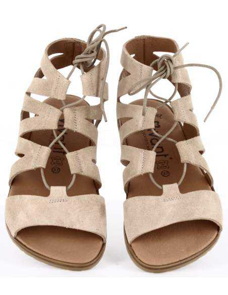 Sandalias Barefoot Mujer en Serraje Camello | Modelo SABIA-Vivant
