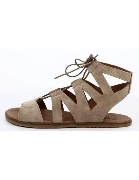 Sandalias Barefoot Mujer en Serraje Camello | Modelo SABIA-Vivant