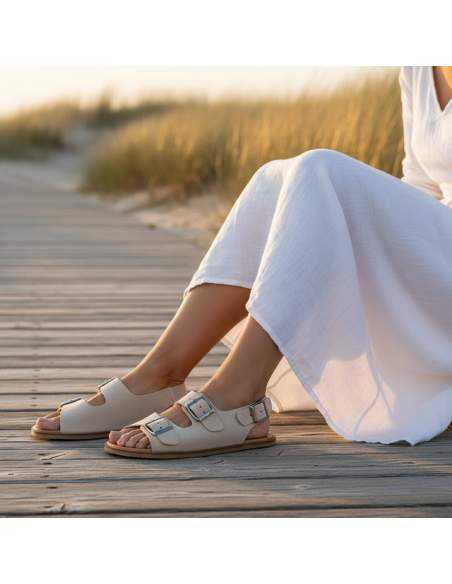 Sandalias Barefoot Mujer en Serraje Camello | Modelo Semilla – Vivant